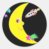 Cartoon Moon Rocket Stickers (Vorderseite)