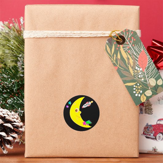 Cartoon Moon Rocket Stickers