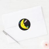 Cartoon Moon Rocket Stickers