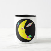 Cartoon Moon Rocket Tasse
