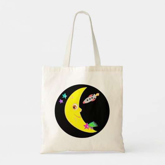 Cartoon Moon Rocket Tocket Tasche (Rückseite)