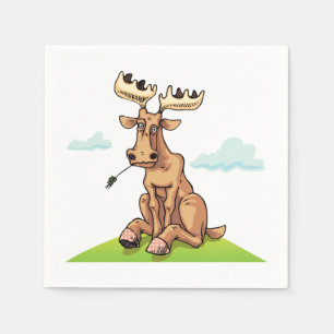 Cartoon Moose Paper Napkins Serviette