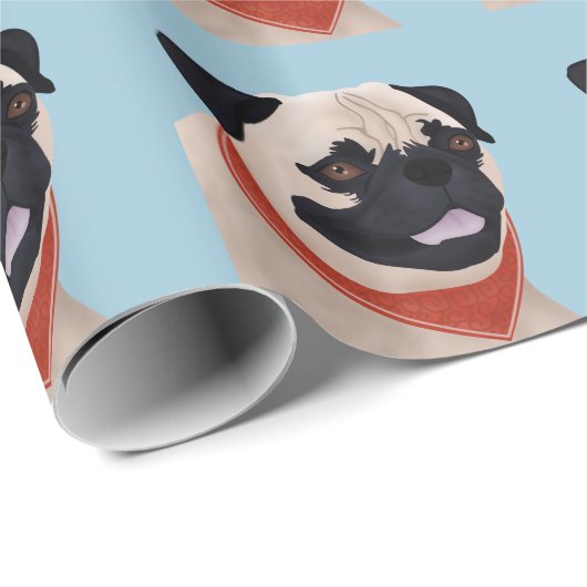 Cartoon-Mops Geschenkpapier (Rolleneckpunkt)