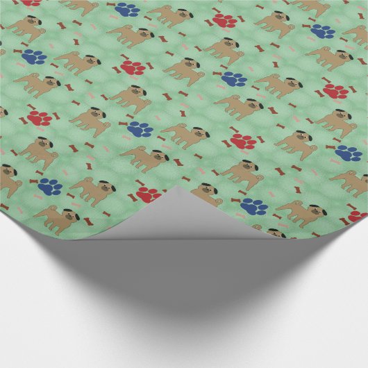Cartoon Mops Geschenkpapier (Ecke)