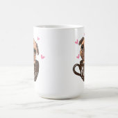 Cartoon Mops Hund sitzt in einer Tasse Kaffee (Mittel)