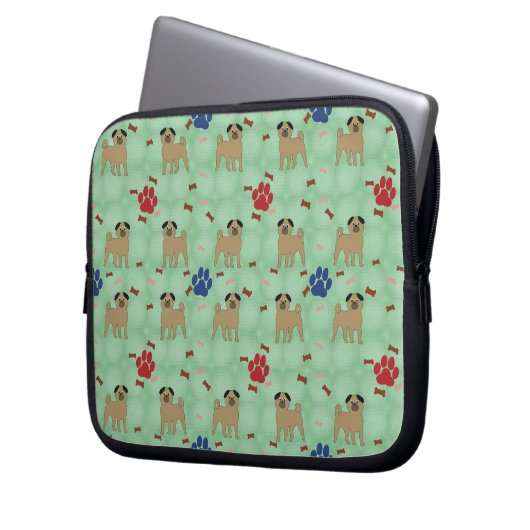 Cartoon Mops Laptopschutzhülle (Vorderseite Links)