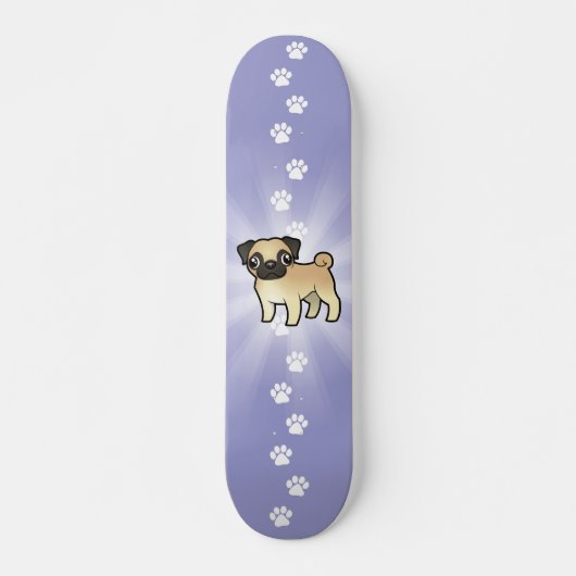 Cartoon-Mops Skateboard (Vorne)