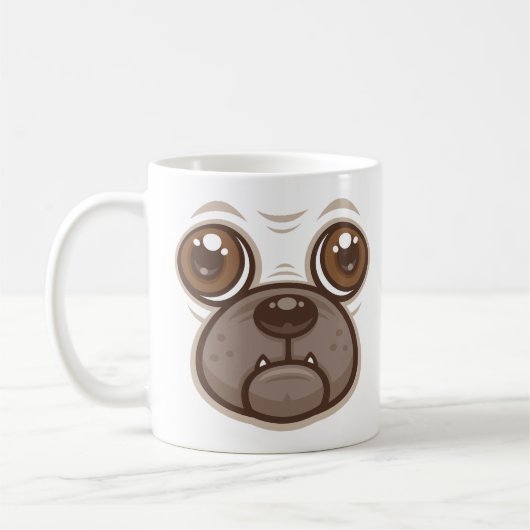 Cartoon Mops Tasse Welpen Hundegesicht (Links)