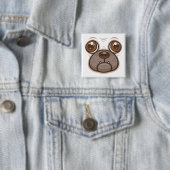 Cartoon Mops Tasse Welpen Hundegesicht Button (Beispiel)