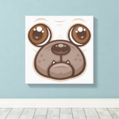 Cartoon Mops Tasse Welpen Hundegesicht Leinwanddruck (Insitu (Holzboden))