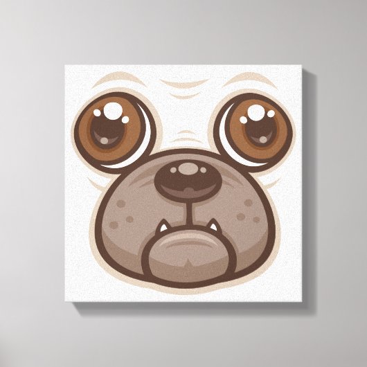 Cartoon Mops Tasse Welpen Hundegesicht Leinwanddruck (Vorderseite)