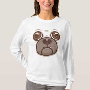 Cartoon Mops Tasse Welpen Hundegesicht T-Shirt
