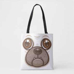 Cartoon Mops Tasse Welpen Hundegesicht Tasche