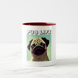 Cartoon Mops Welpe Niedlicher je Spaß Hund Mops Sh Zweifarbige Tasse