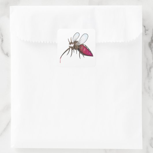 Cartoon Mosquito Quadratischer Aufkleber (Tasche)