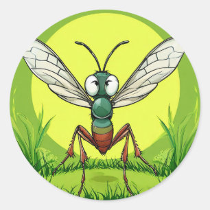 Cartoon Mosquito Runder Aufkleber