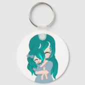 Cartoon Mother & Daughter Schlüsselanhänger (Vorderseite)