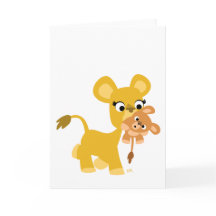 Cartoon Mother Lion and Cub Grußkarte