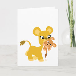 Cartoon Mother Lion and Cub Grußkarte Karte
