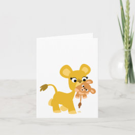 Cartoon Mother Lion and Cub notecard Karte