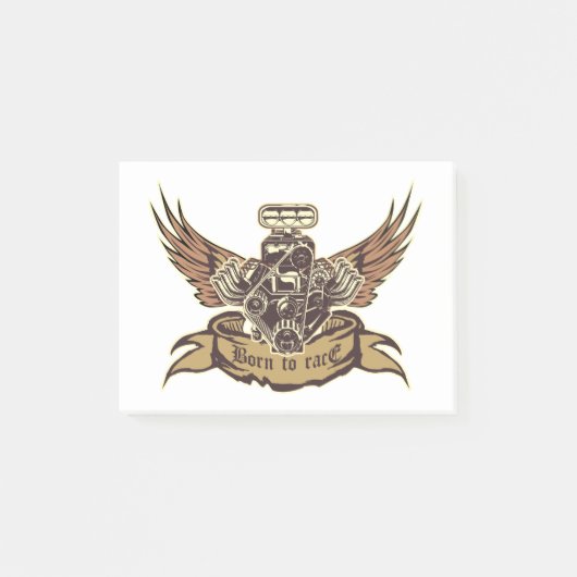 Cartoon Motor Post-it Klebezettel (Vorderseite)