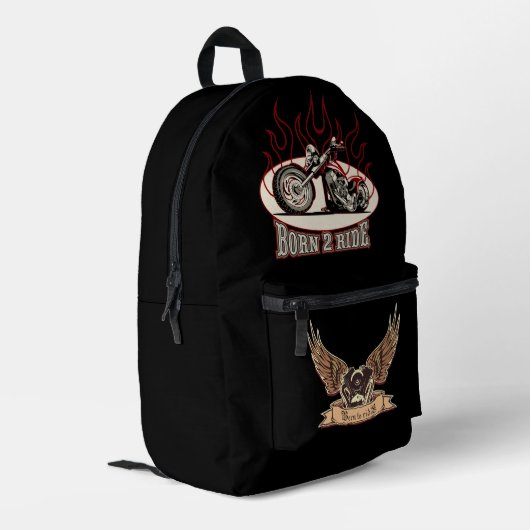 Cartoon Motorrad Bedruckter Rucksack (Rückseitige Ecke links)