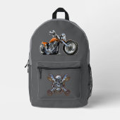 Cartoon Motorrad Bedruckter Rucksack (Vorderseite)