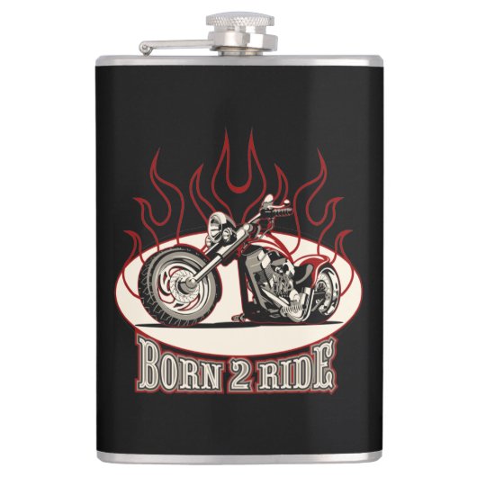 Cartoon Motorrad Flachmann (Vorderseite)