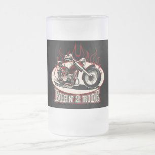 Cartoon Motorrad Mattglas Bierglas