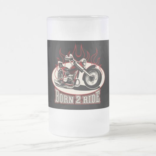 Cartoon Motorrad Mattglas Bierglas (Mittel)