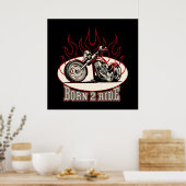 Cartoon Motorrad Poster (Küche)