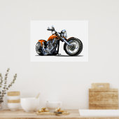Cartoon Motorrad Poster (Küche)