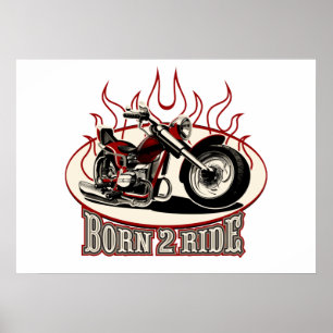 Cartoon Motorrad Poster