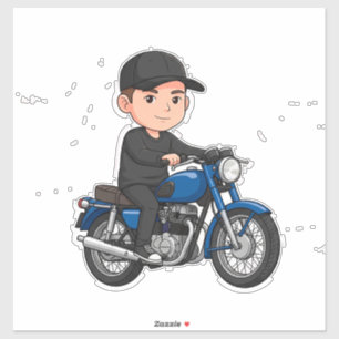 🎁 Cartoon-Motorradfahrer-Motorrad-Fahrt-Spaß-Gesc Aufkleber