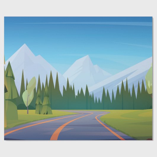 Cartoon Mountain Geschenkpapier (Flach)