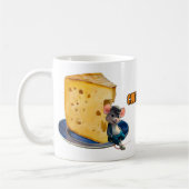 Cartoon Mouse and slice of Cheese on a  Kaffeetasse (Links)