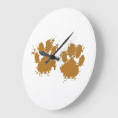 Cartoon Muddy Dog Paw Print Große Wanduhr (Winkel)