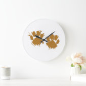 Cartoon Muddy Dog Paw Print Große Wanduhr (Zuhause)