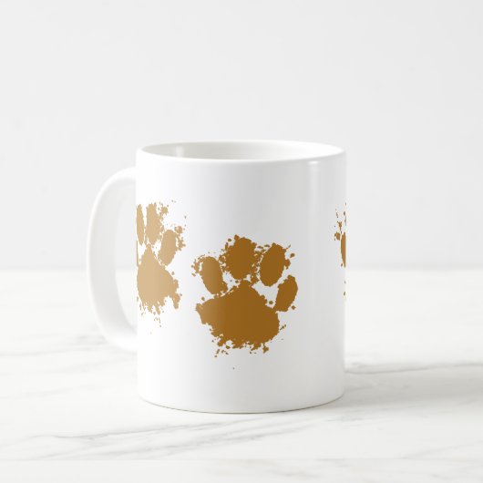 Cartoon Muddy Dog Paw Print Kaffeetasse (Vorderseite Links)