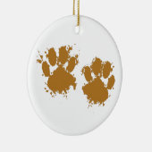 Cartoon Muddy Dog Paw Print Keramik Ornament (Rechts)