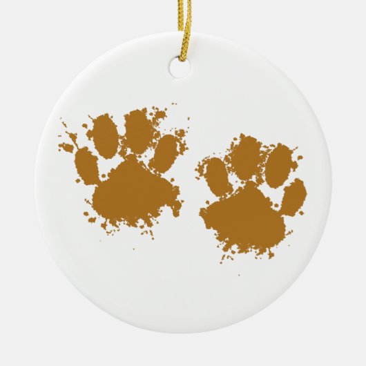 Cartoon Muddy Dog Paw Print Keramik Ornament (Vorne)