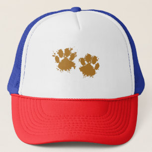 Cartoon Muddy Dog Paw Print Truckerkappe