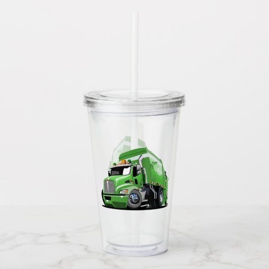 Cartoon-Müllwagen Acryltrinkbecher (Vorderseite)