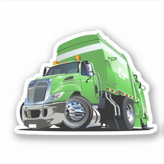 Cartoon-Müllwagen Aufkleber (Vorderseite)
