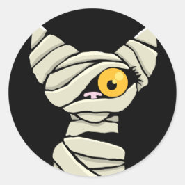 Cartoon Mummy Cat Halloween Runder Aufkleber