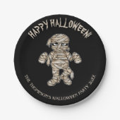 Cartoon Mummy Personalizable Halloween-Ereignistex Pappteller (Vorderseite)