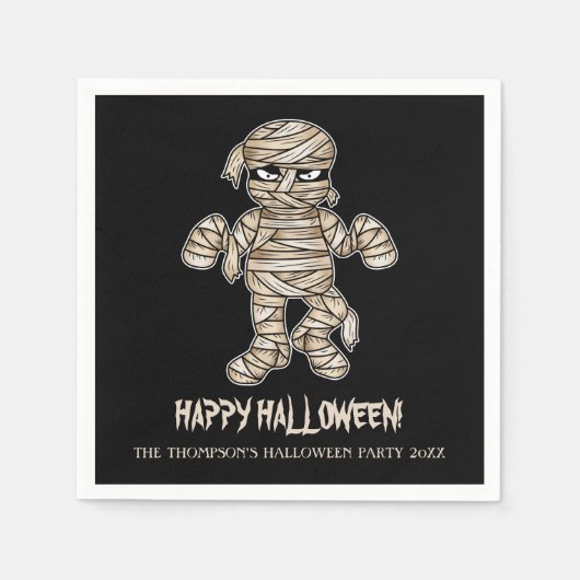 Cartoon Mummy Personalizable Halloween-Ereignistex Serviette (Vorderseite)