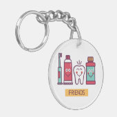 Cartoon-Mundsorgfalt-Freunde Schlüsselanhänger (Vorderseite links)