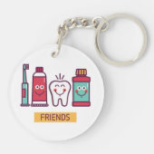 Cartoon-Mundsorgfalt-Freunde Schlüsselanhänger (Rückseite)