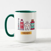 Cartoon-Mundsorgfalt-Freunde Tasse (Links)